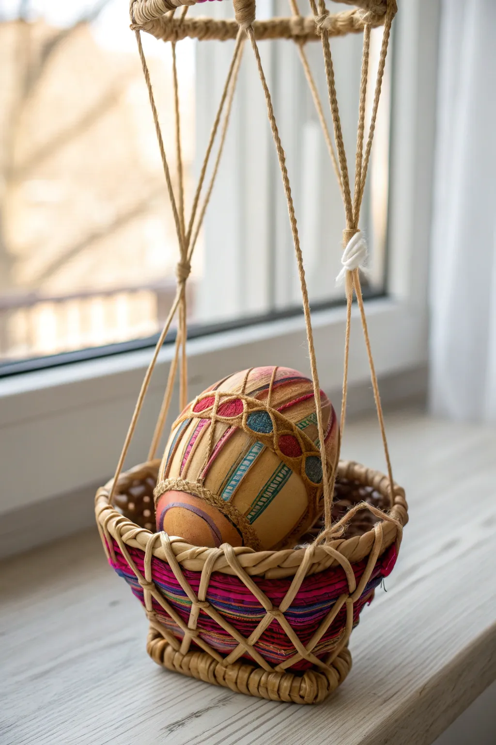 Elevate your egg drop project with a charming string basket that combines elegance and ingenuity.