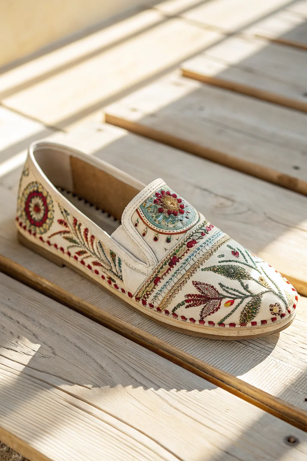 Step into global elegance with these culturally inspired embroidered shoes. 🌍✨