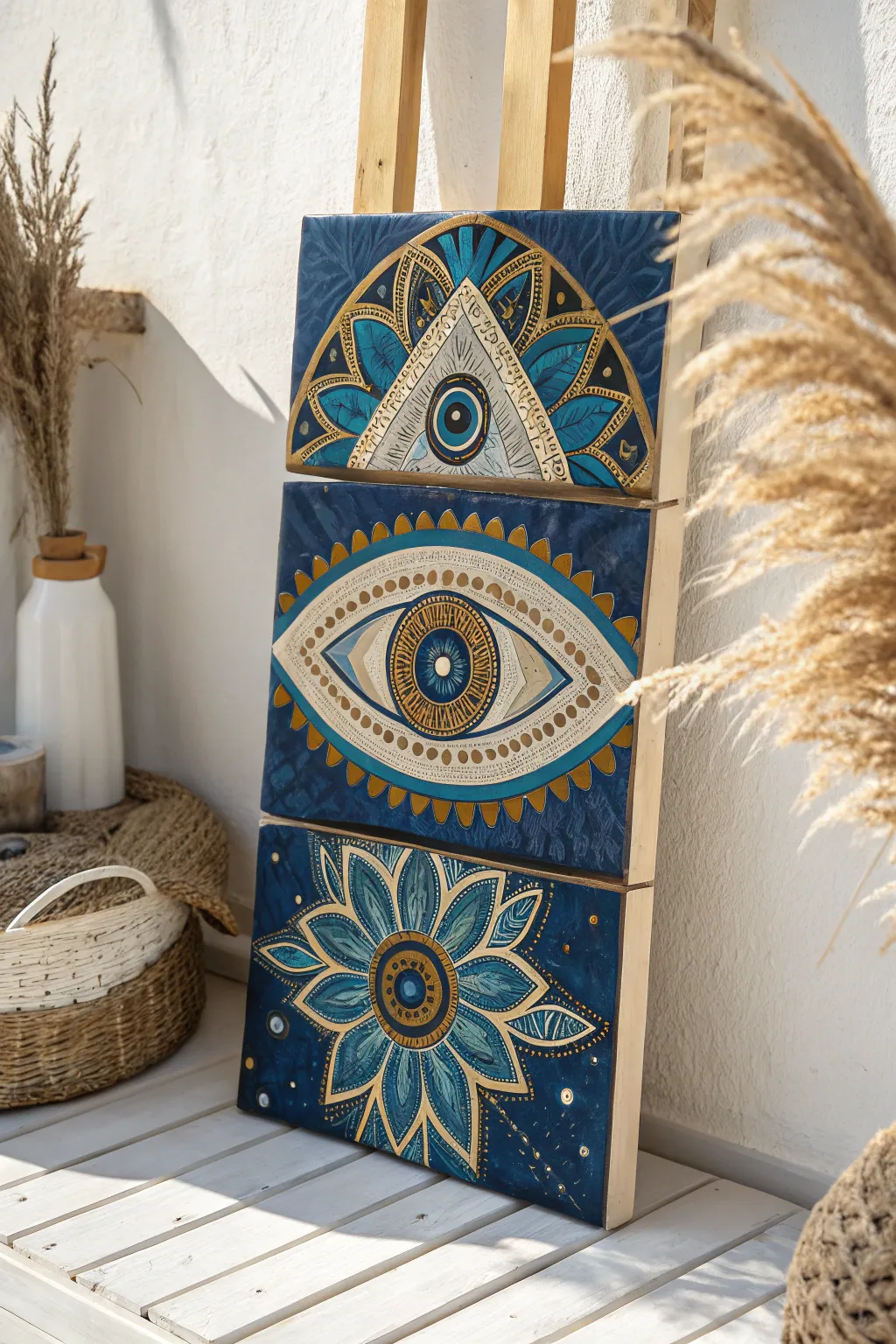 Dive into the depth of this layered evil eye masterpiece, where Scandinavian minimalism meets Boho charm.