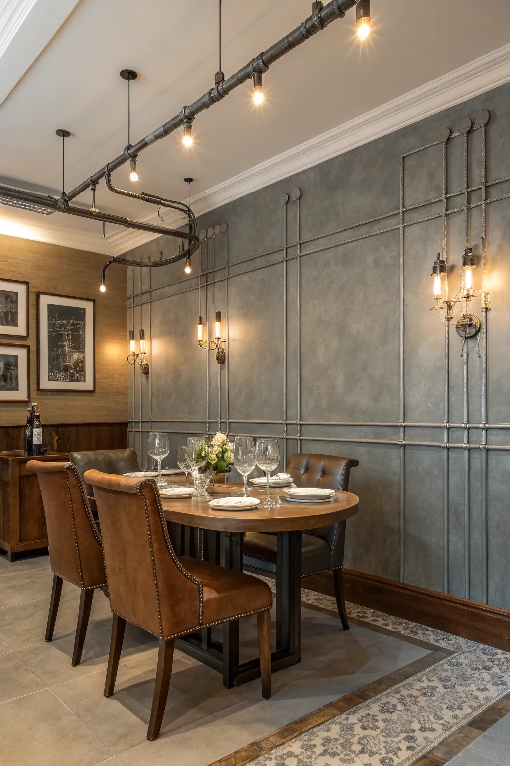 Hidden in Plain Sight: Elevate your dining room with expertly integrated conduits that blend beauty with function.