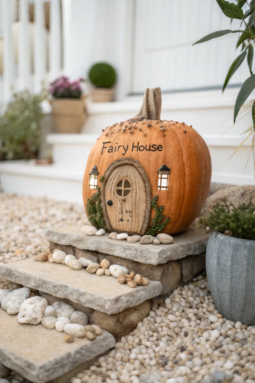 Step into a world of enchantment with these rustic stone steps leading to a fairy's abode.