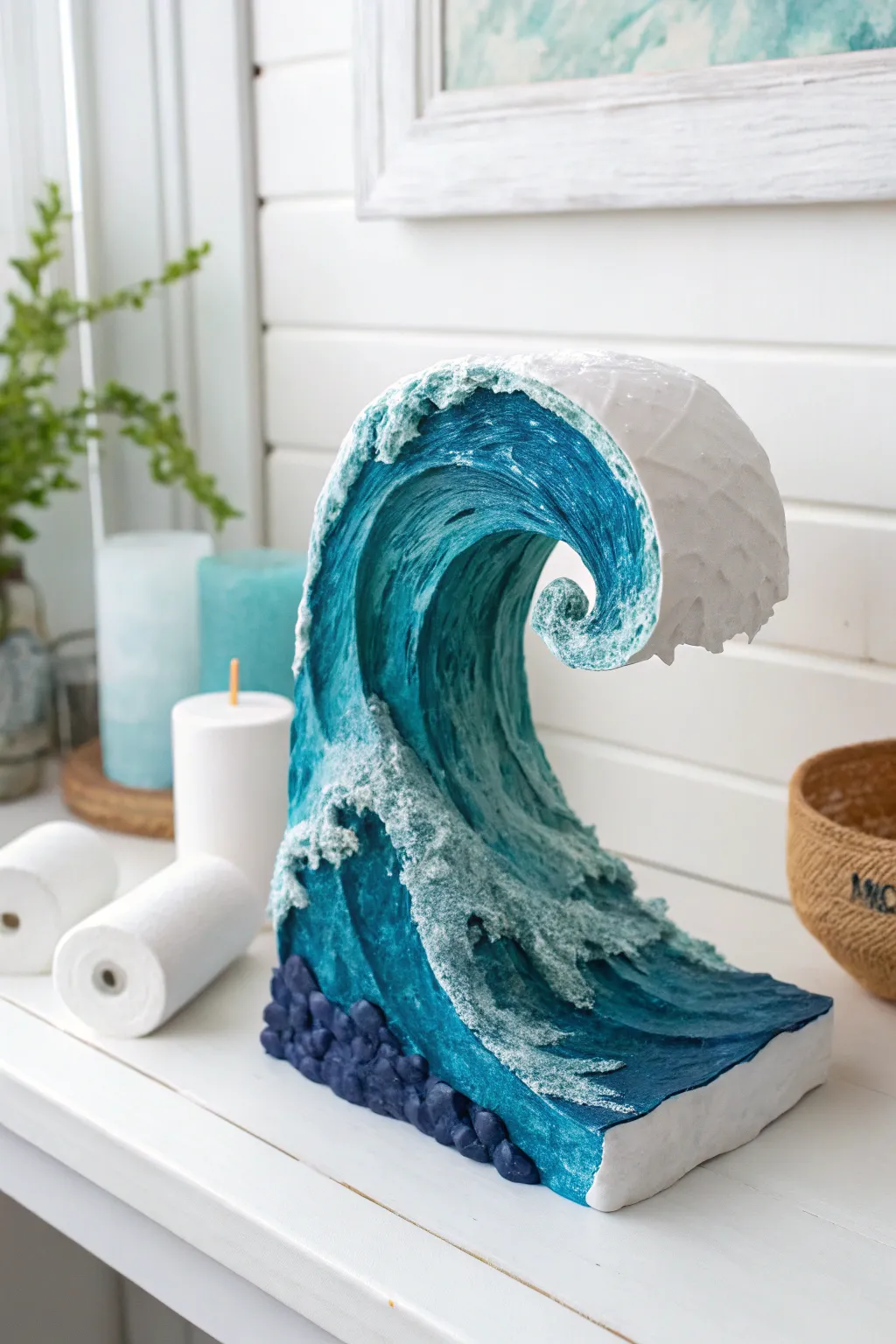 Transform everyday materials into stunning faux water art with toilet paper and glue.