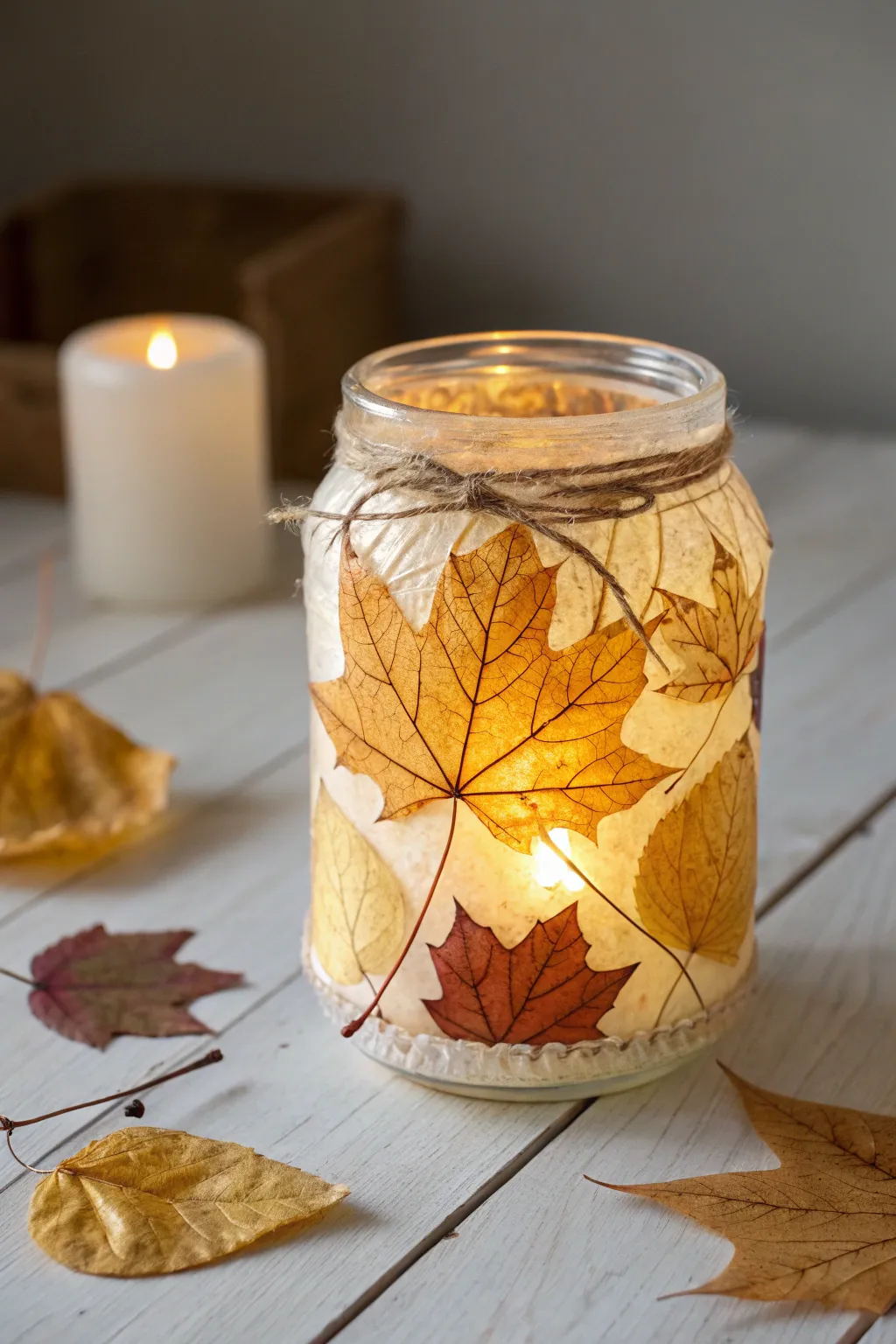 Embrace the warmth of autumn with this elegant leafy candle holder, perfect for a cozy, minimalist home.