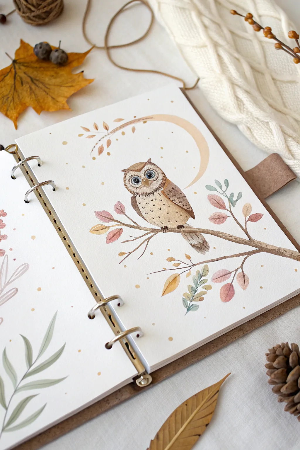 Embrace the charm of woodland creatures in your fall scrapbook with this whimsical owl design.