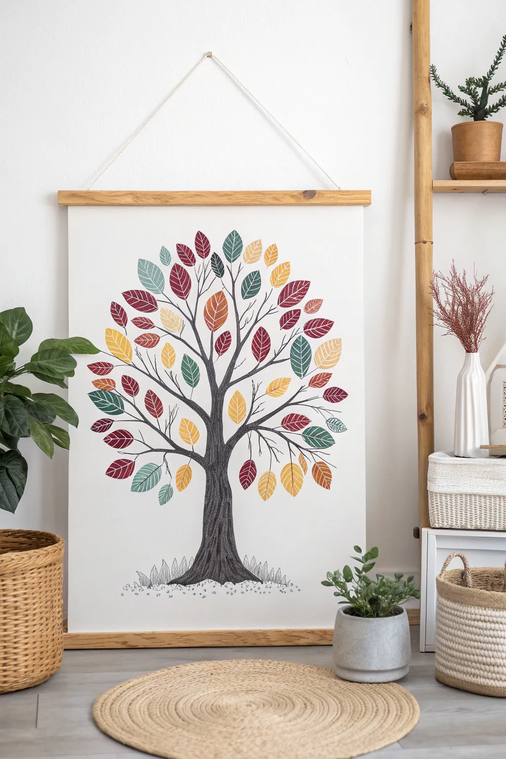Celebrate family with this unique thumbprint tree poster, where love and creativity meet simplicity and bold colors.