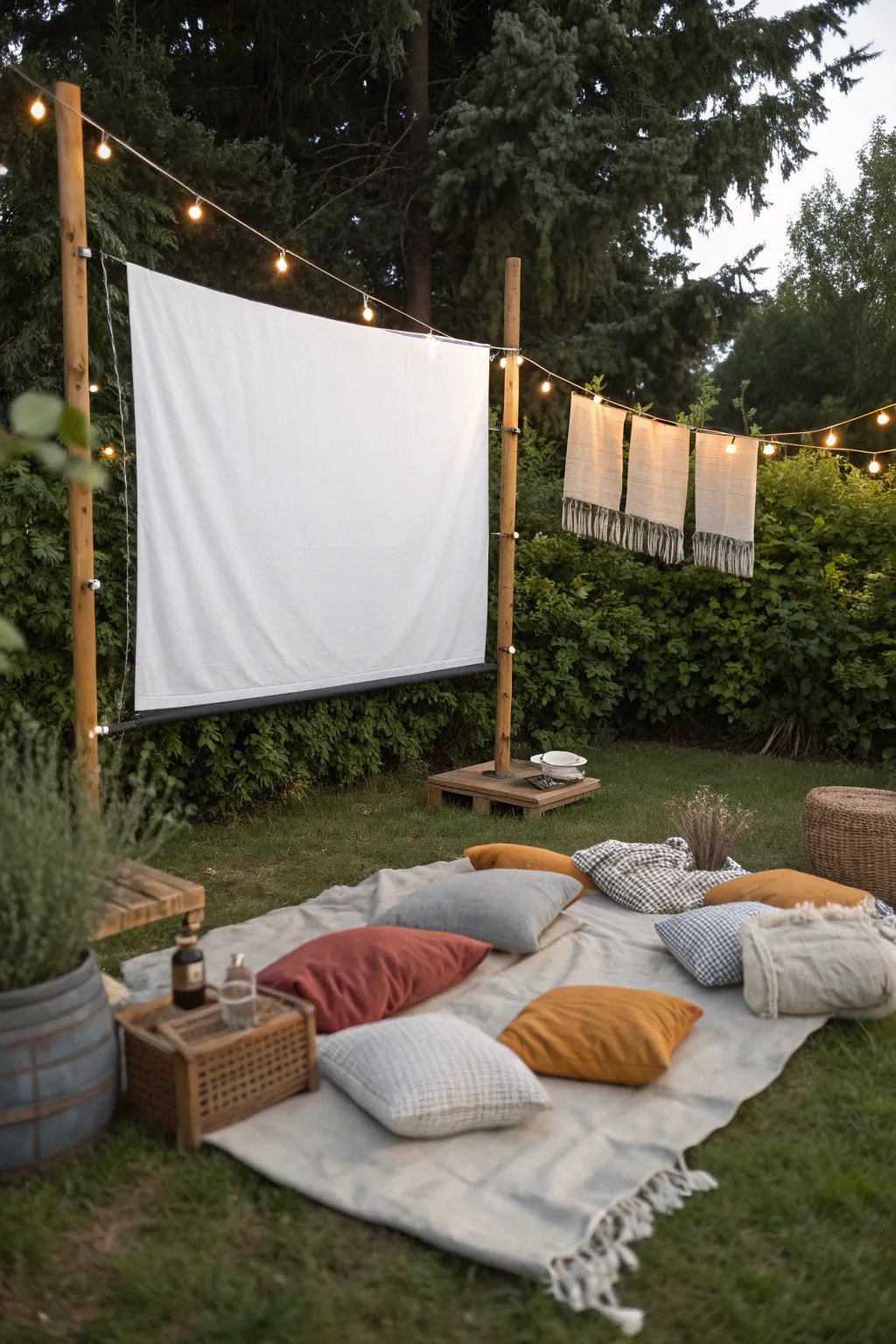 Create unforgettable memories with a cozy DIY movie night under the stars, blending minimalist style with boho charm.