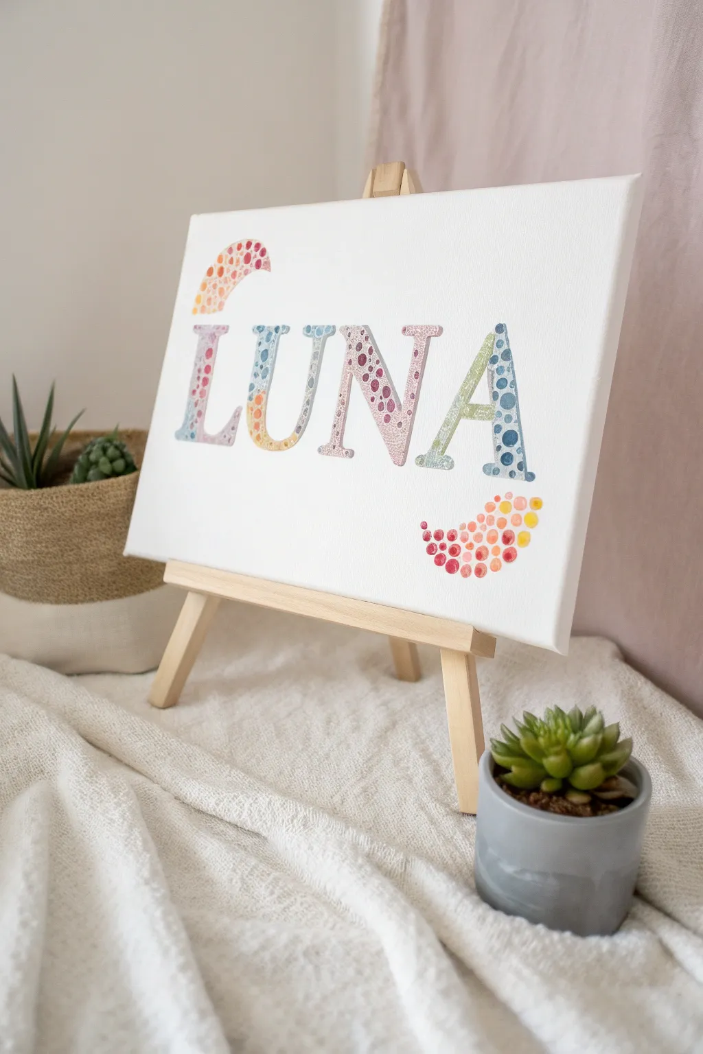 Craft a colorful touch of love with personalized fingerprint name art, perfect for adding a unique charm to any child's room.