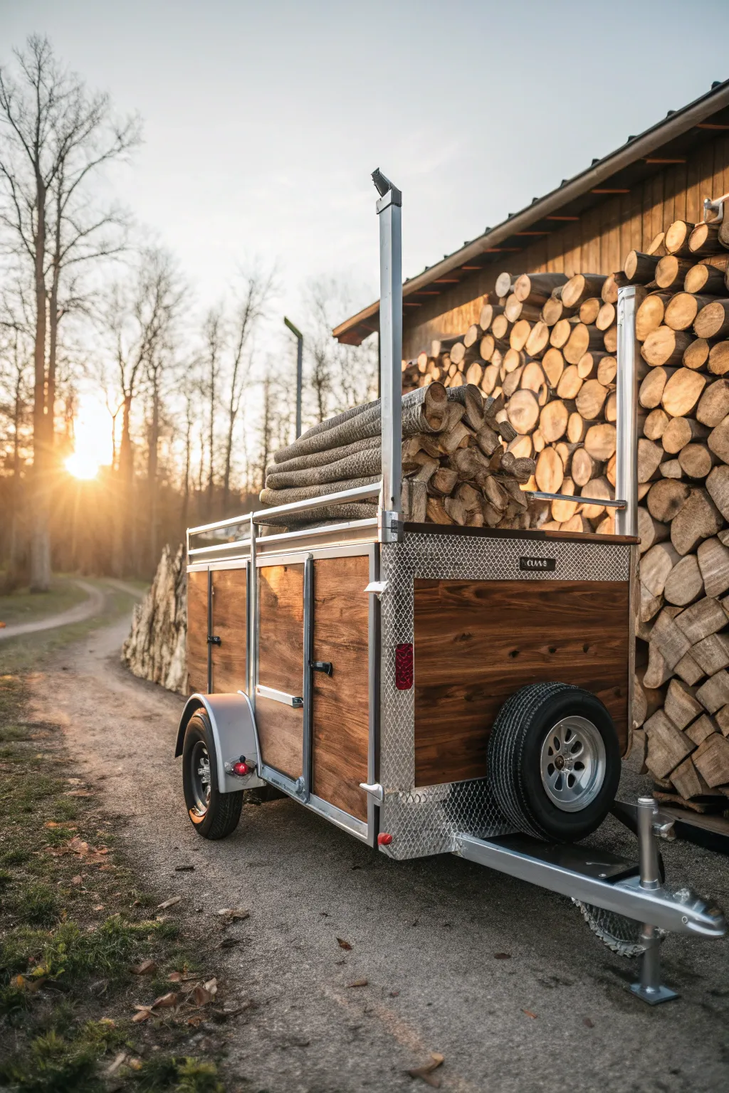 Elevate your firewood handling with an adjustable height trailer – where precision meets practicality.