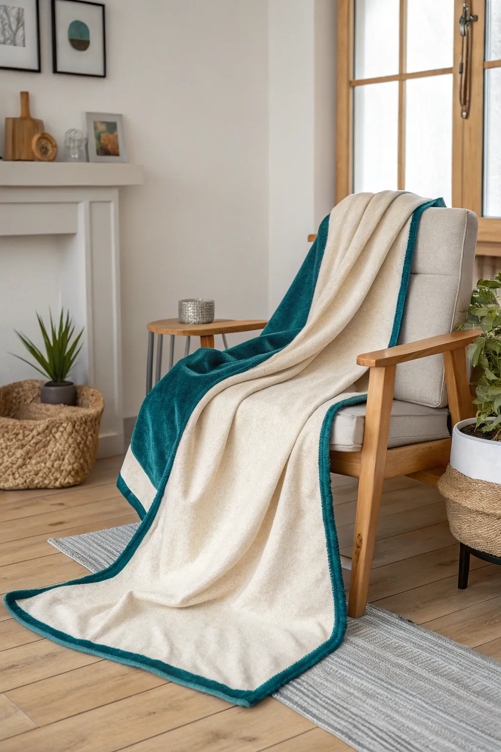 Elevate your fleece blanket with bias tape binding for a clean and classic finish. 🌿✨ #ScandinavianStyle #MinimalistAesthetic #Craftsmanship