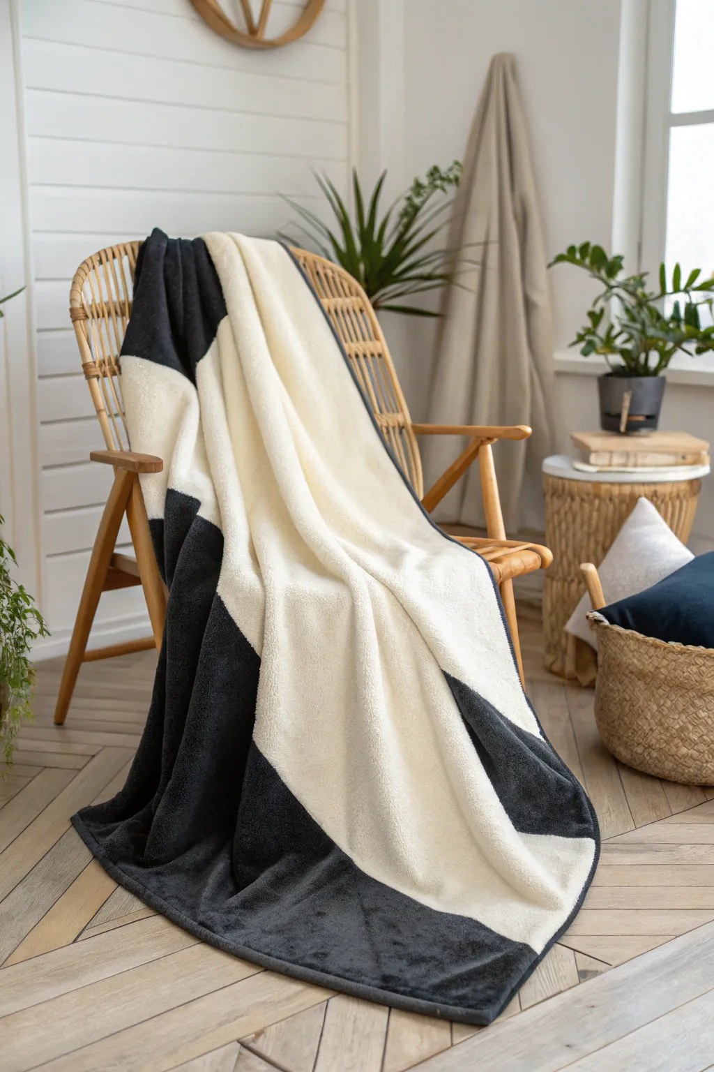 Elevate your space with a chic Color Block Fleece Blanket that embodies minimalist elegance and cozy craftsmanship.