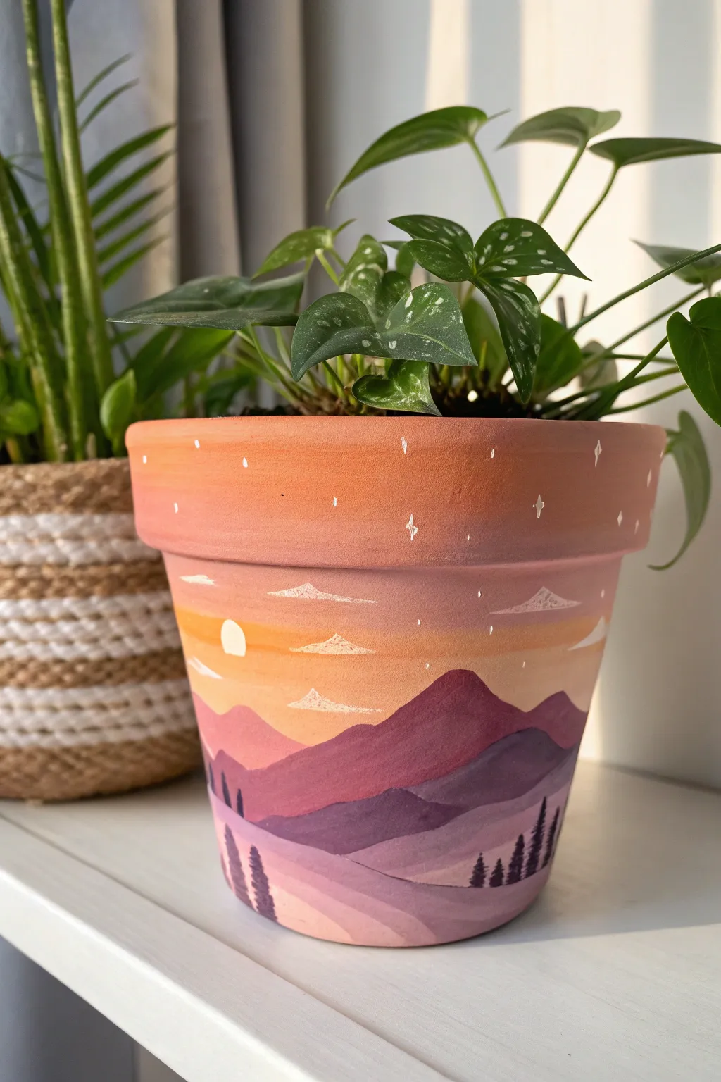 Embrace the calm of twilight with this sunset-inspired flower pot, where minimalism meets artistry.