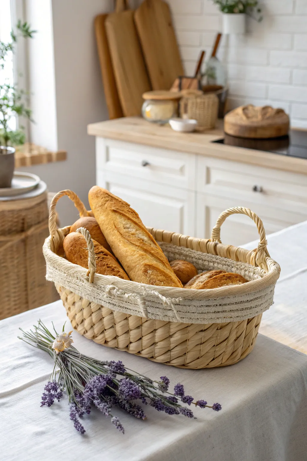 Celebrate simplicity and craftsmanship with a rustic French bread basket, perfect for your freshly baked baguettes.