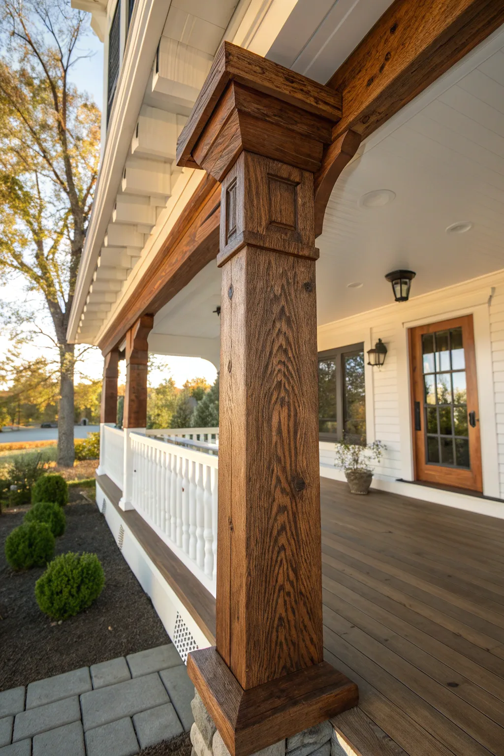 Elevate your porch aesthetics with a seamless wrap-around beam design.