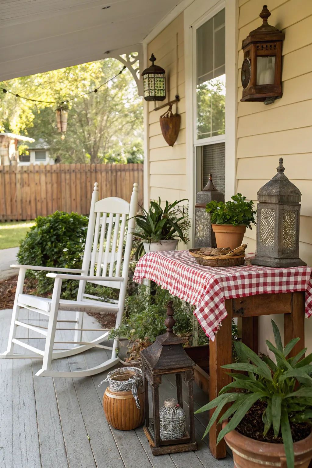 Vintage finds add charm and character to this porch.