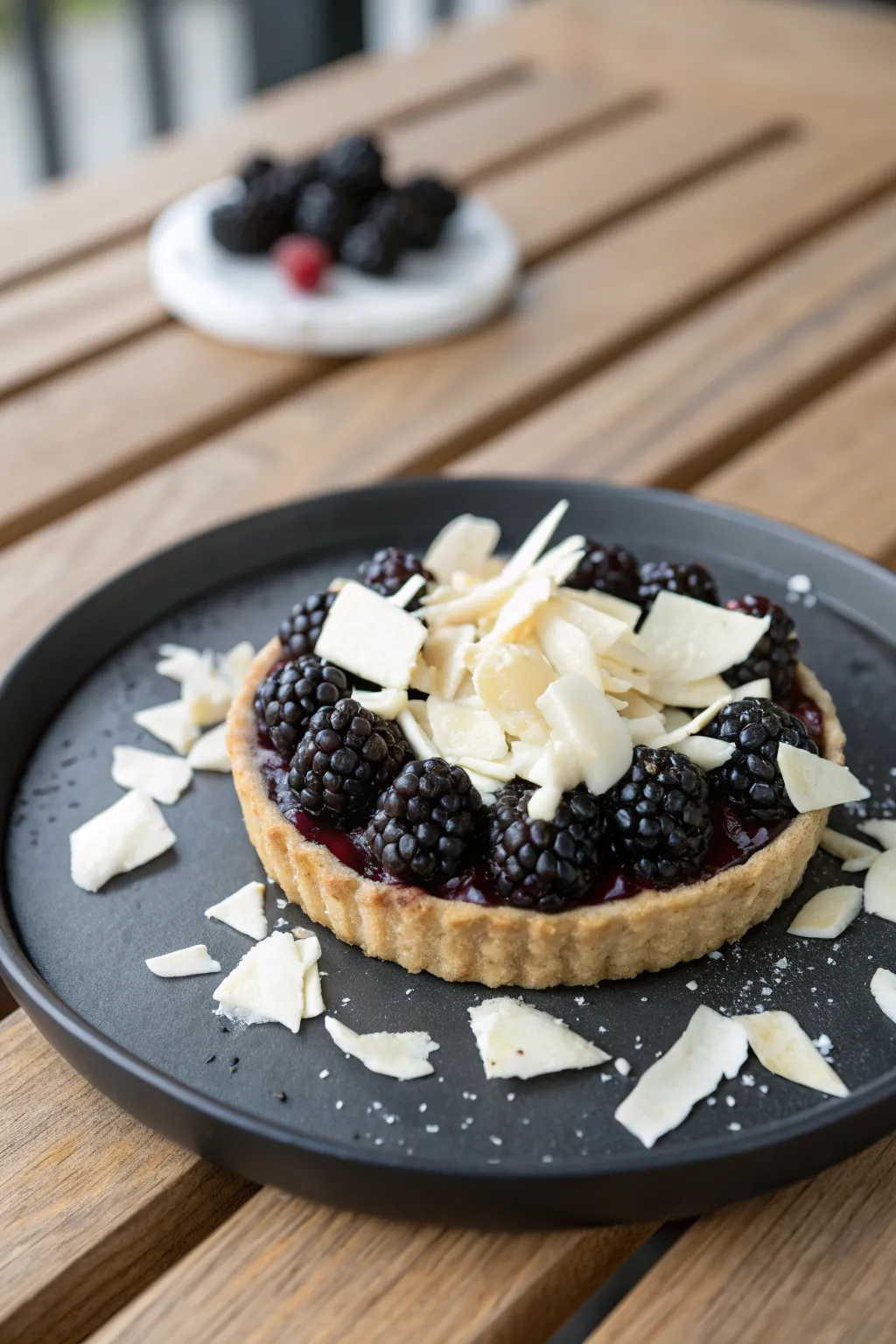 Indulge in the dramatic elegance of blackberries and white chocolate, a striking blend of flavors and aesthetics.