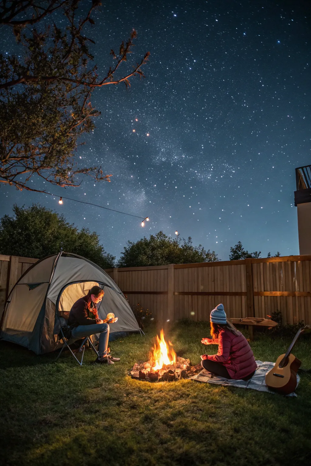 A backyard camping adventure is perfect for a fun Father's Day night.