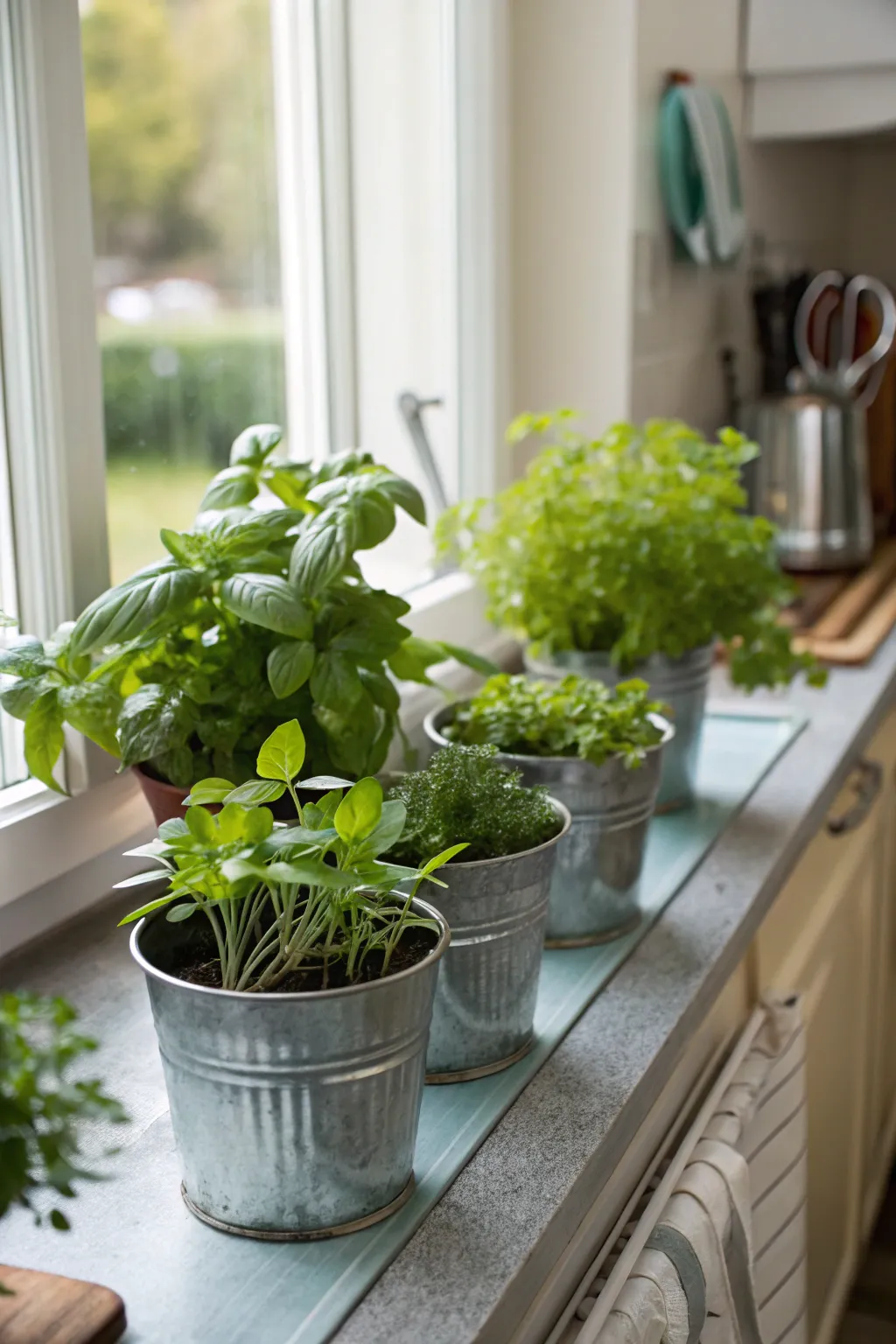 Grow your own herbs with a galvanized tub garden.
