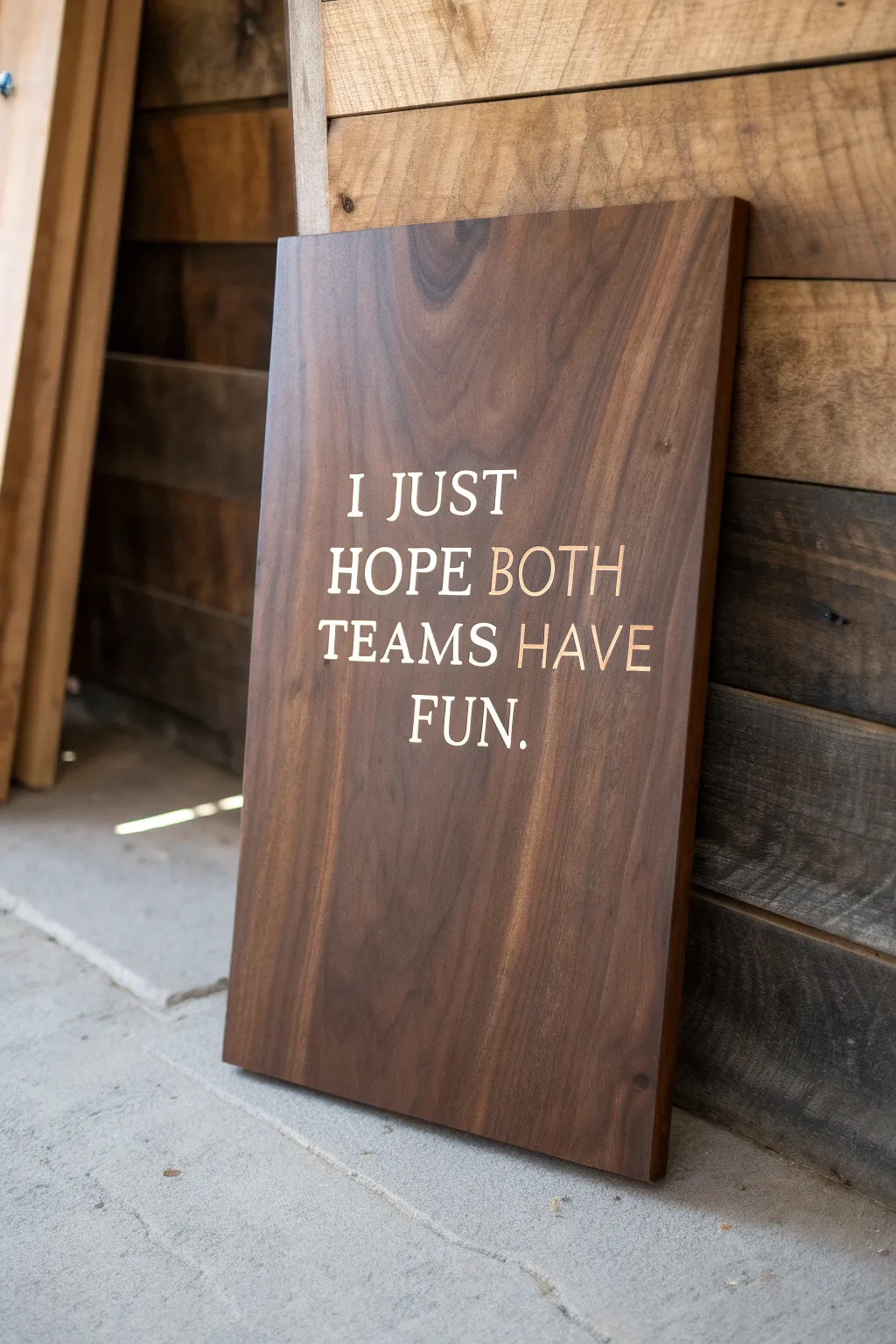 Cheer for the love of the game with a touch of humor and craftsmanship.