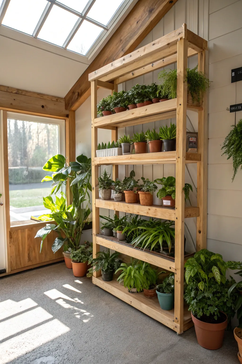 Elevate your garage with a crafted plant haven 🌿✨ #GreenThumbSanctuary #Craftsmanship