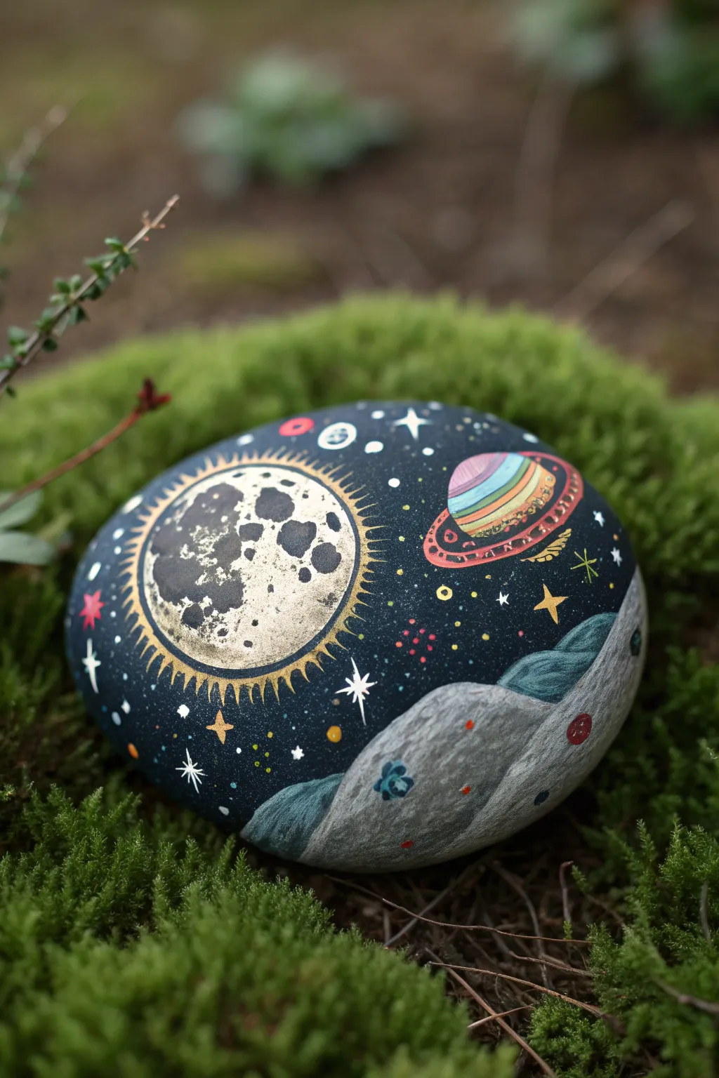 Transform your garden into a celestial oasis with these enchanting painted rock designs.