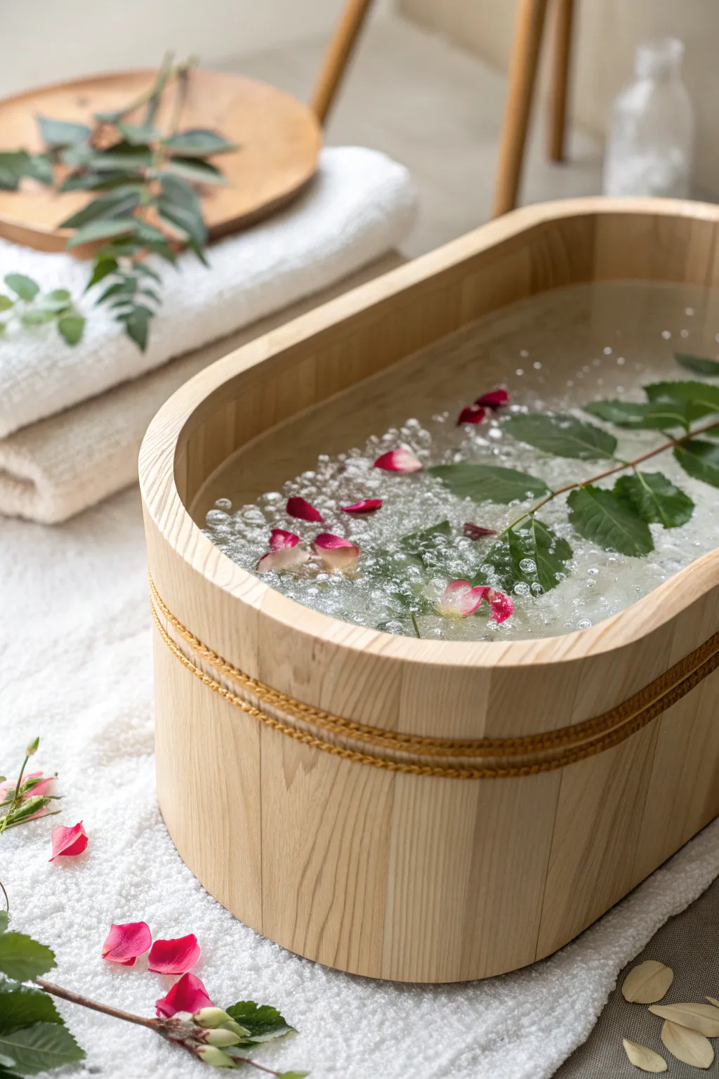 Dive into a world of sensory exploration with this minimalist water play bin, where simplicity meets nature's vibrant beauty.