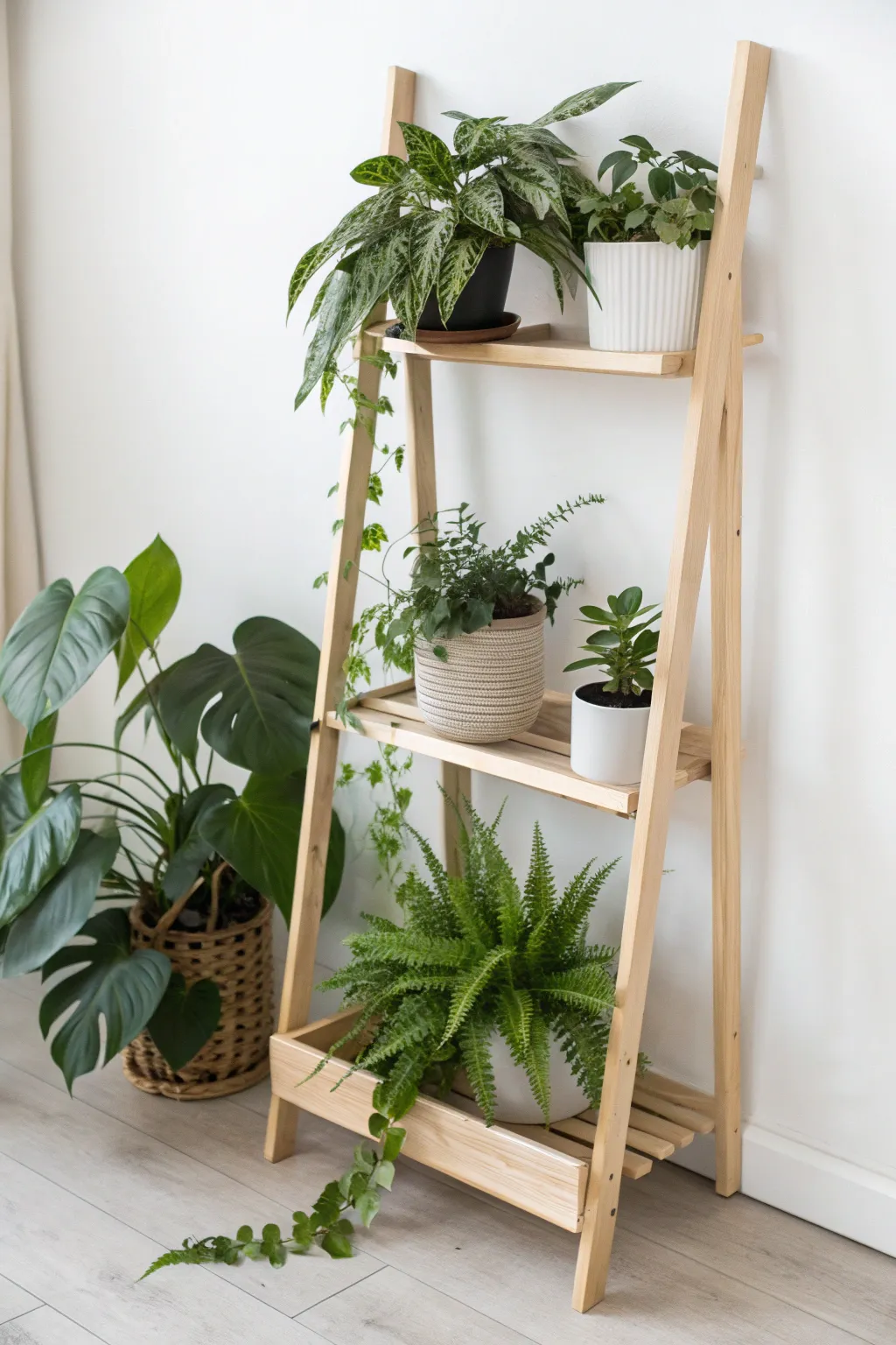 Elevate your greenery with a chic, wall-mounted garden stand—perfect for bringing nature indoors without sacrificing space.