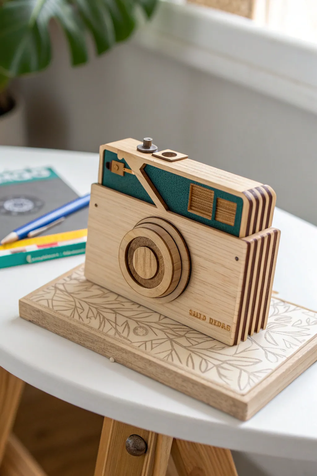 Capture creativity and elegance with this custom gift card stand, perfect for the photography enthusiast.