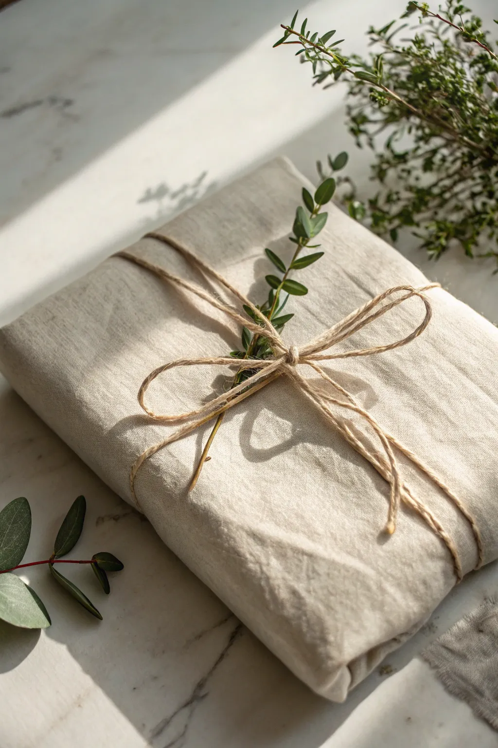 Wrap your gifts with linen elegance for a touch of timeless beauty.