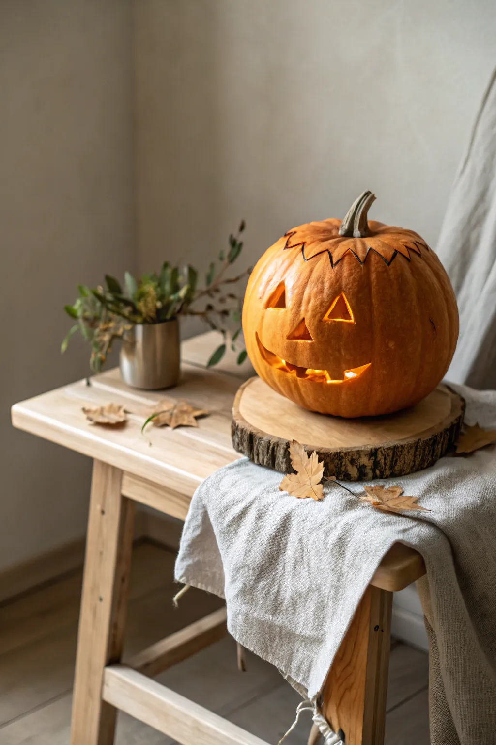 Charming simplicity: Tiny faces bring big smiles with minimalist pumpkin carving.