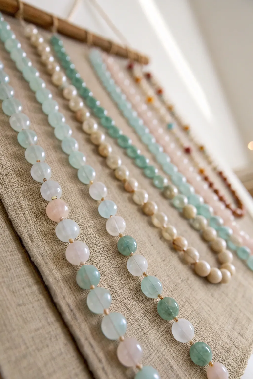Transform your walls with the serene beauty of glass bead art - where minimalism meets a touch of Boho elegance.