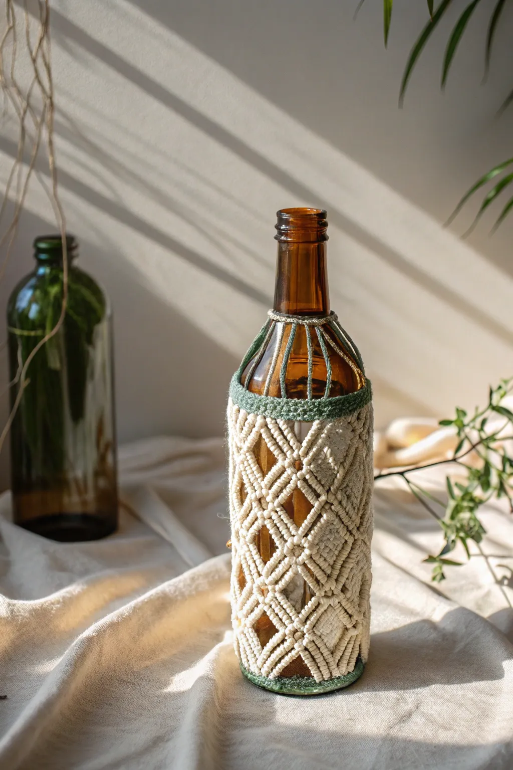 Transform your space with the charm of handcrafted simplicity: a decorative bottle arrangement that speaks volumes.