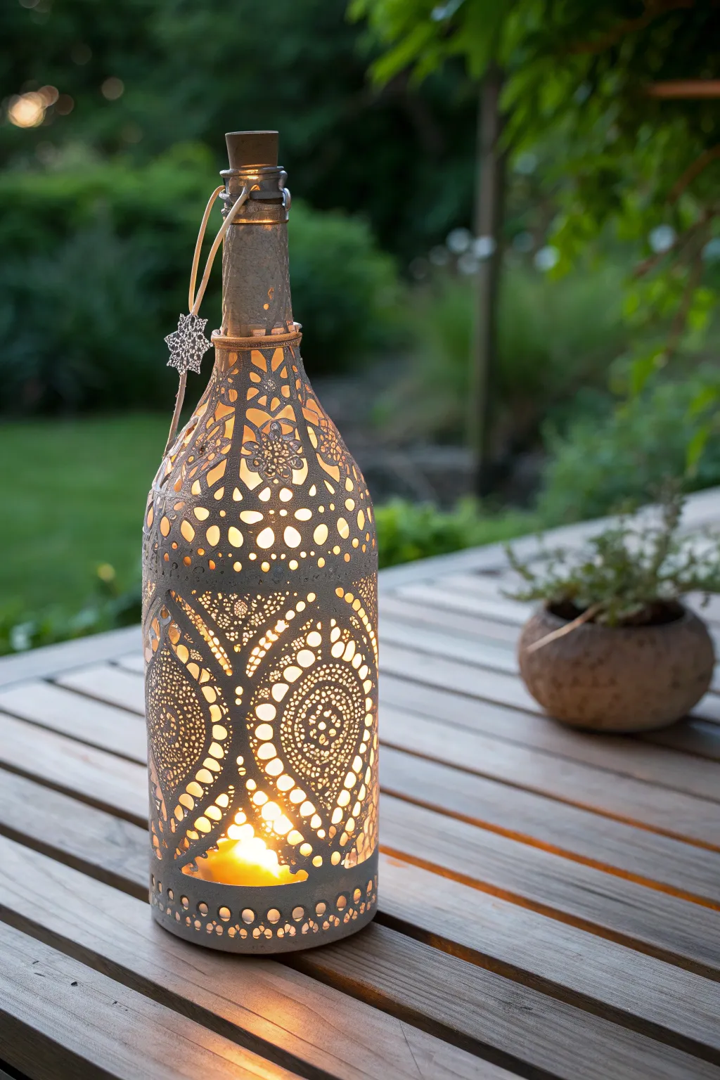 Illuminate your space with handcrafted elegance: Discover the art of glass bottle lanterns!
