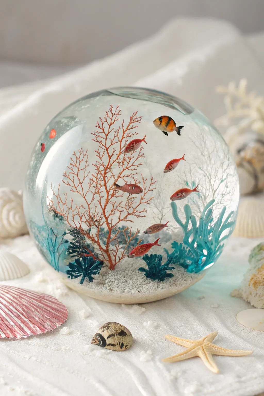 Dive into the elegance of ocean-inspired artistry with this exquisite 3D marine life resin piece.