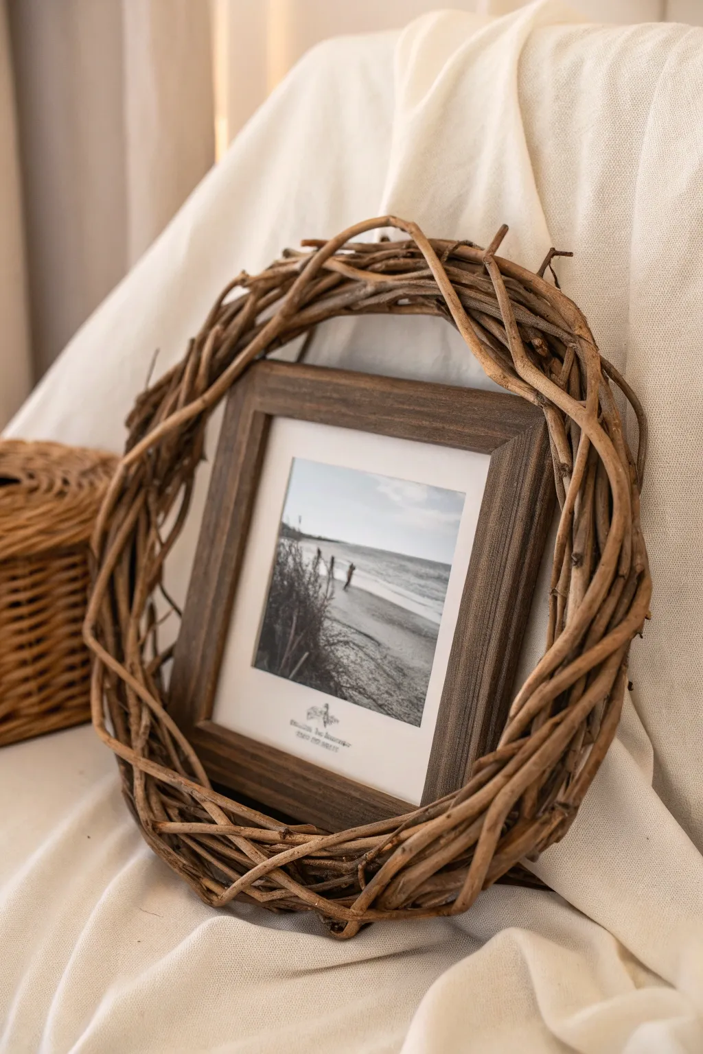 Capture memories with a touch of rustic elegance: handcrafted grapevine photo frames.
