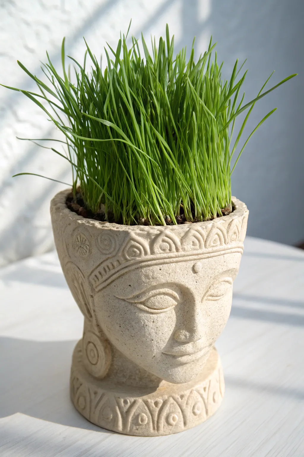 Sustainably stylish: Bring a touch of nature into your home with eco-friendly grass head planters.