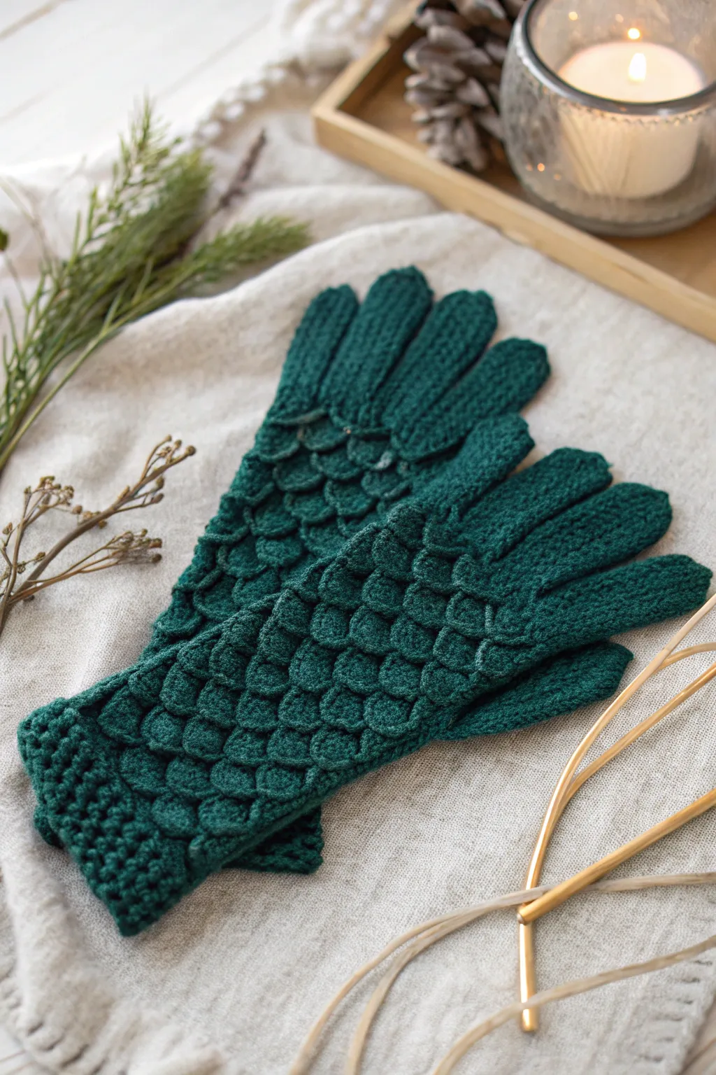 Embrace fantasy with these enchanting dragon scale gloves, where craftsmanship meets elegance.