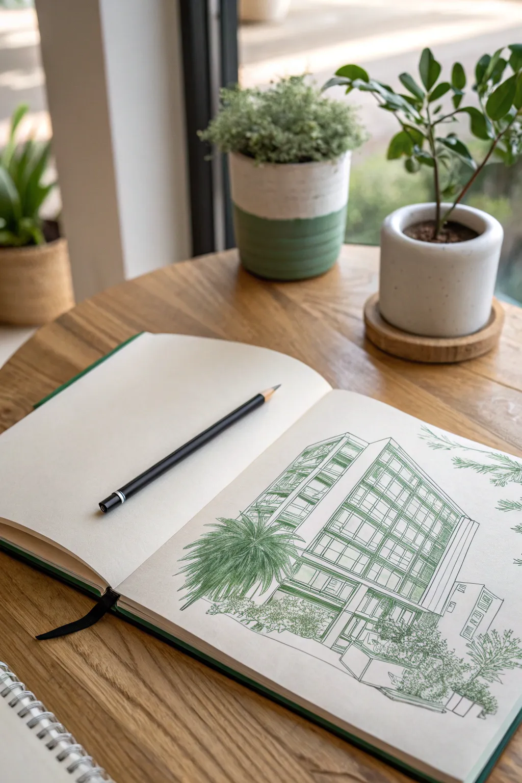 Envision the future of design with green architecture sketches—where innovation meets nature.