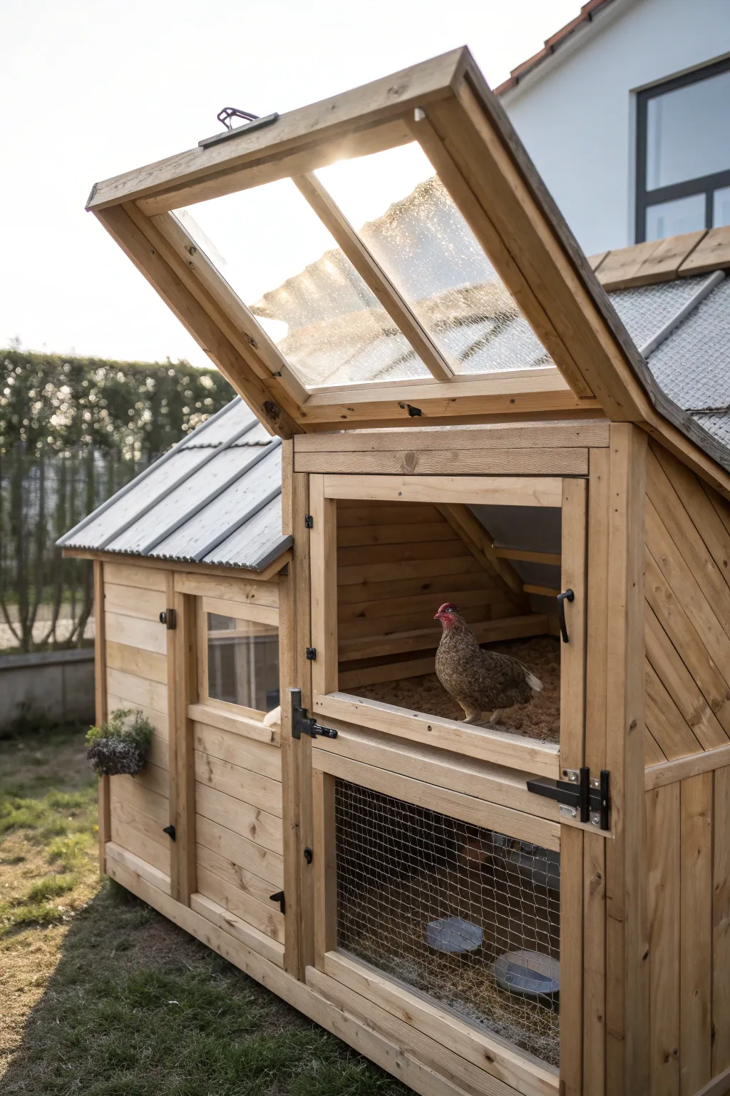 Illuminate your coop with style: Skylights that brighten and enhance craftsmanship.