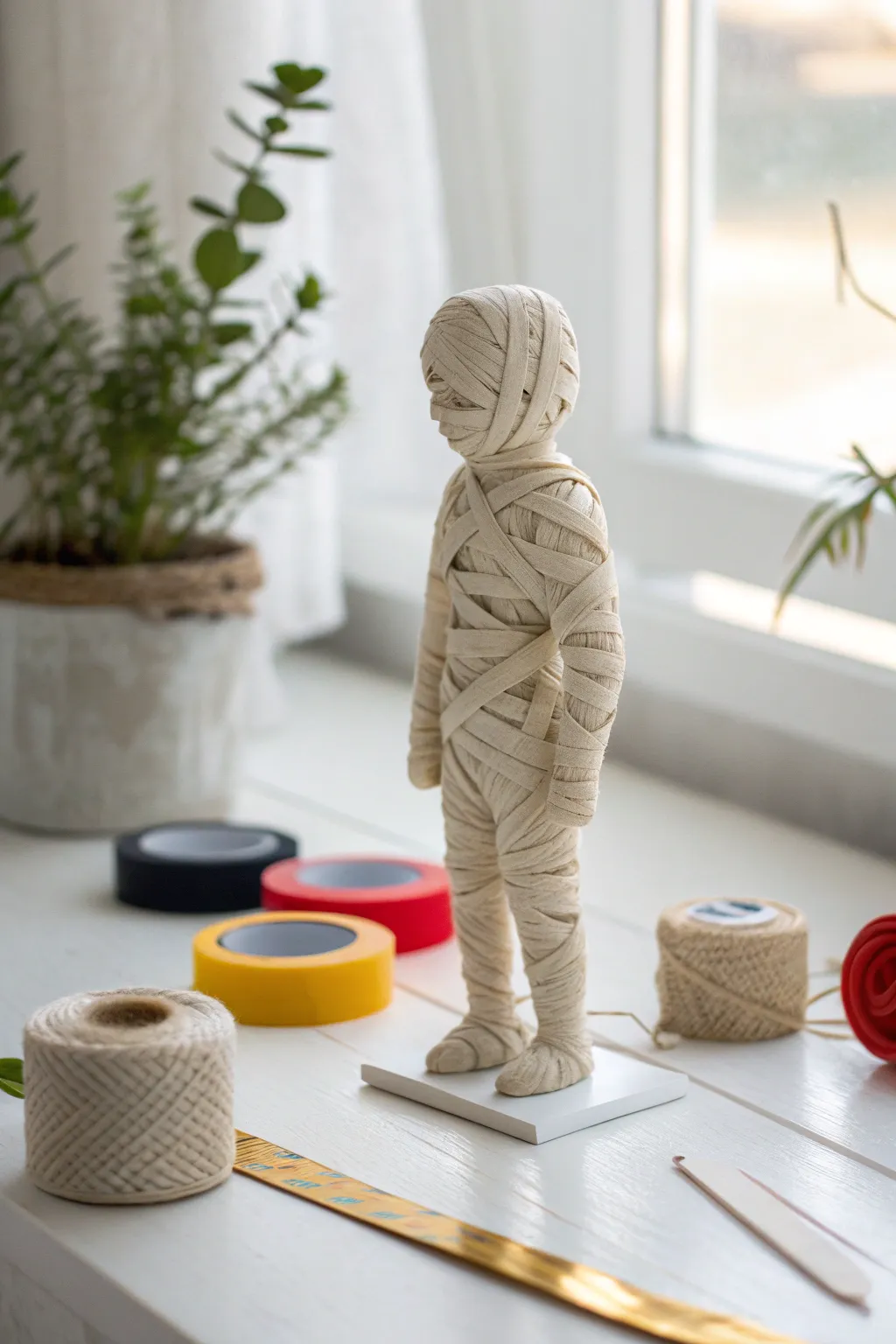 Unleash creativity with these charming masking tape mummies—where simplicity meets boldness in a playful craft adventure!