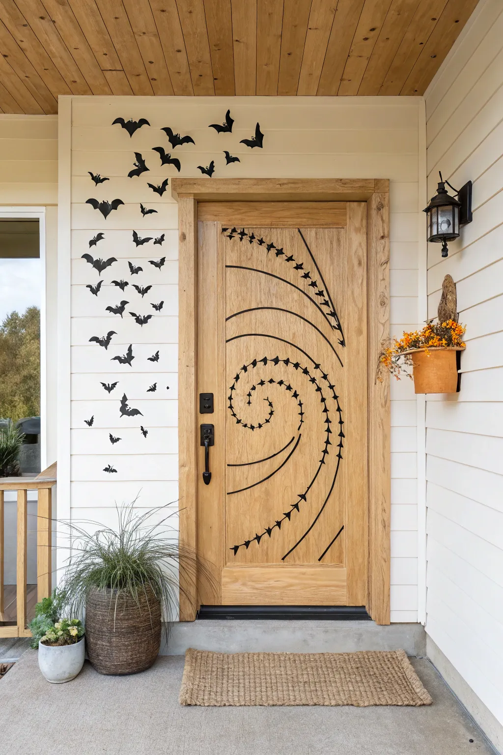 Elevate your entryway this Halloween with a touch of minimalist magic. 🦇✨ #BattyEntrance #DIYDecor