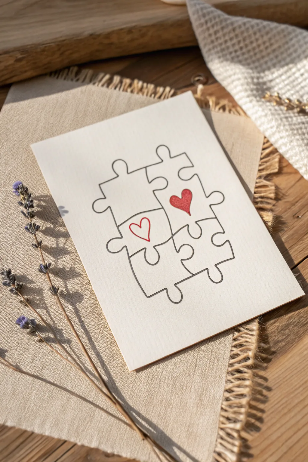 Perfectly matched: Celebrate love with a handcrafted puzzle piece card that symbolizes your unique connection.