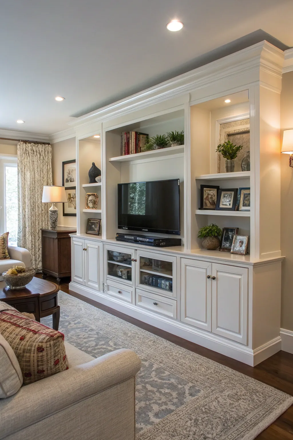 Custom built-ins offer a tailored solution for hiding cords.