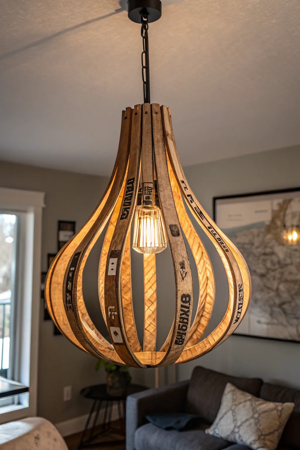 Illuminate your space with a touch of artistry: hockey stick light fixture.
