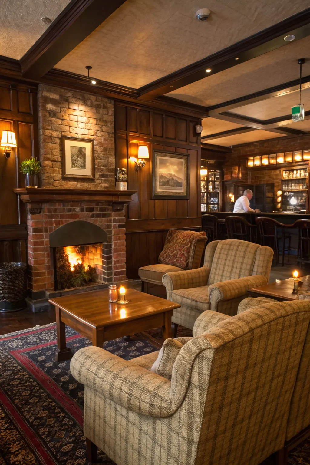 A snug area offers an intimate space for small gatherings.