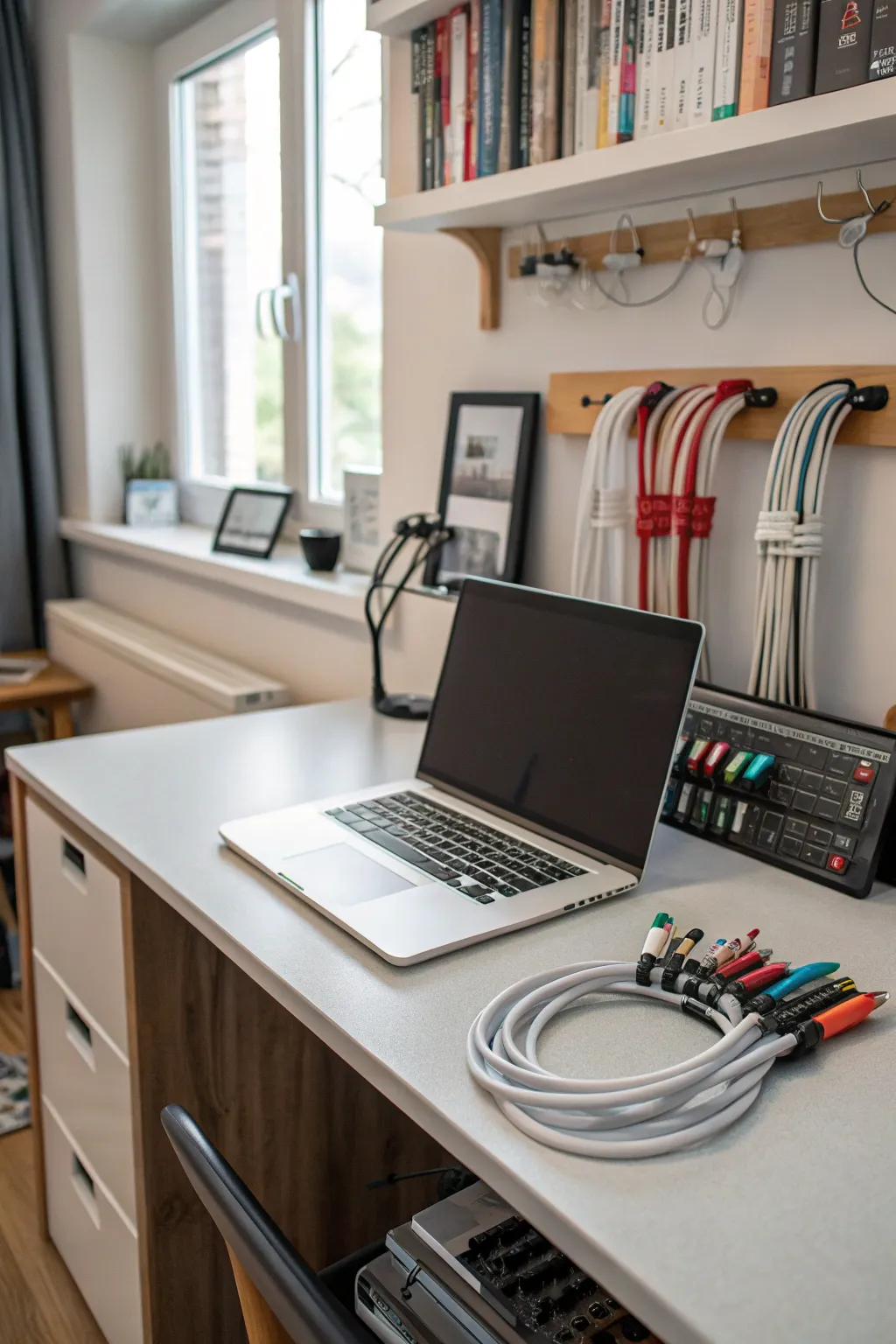 Cable management keeps your workspace neat and organized.
