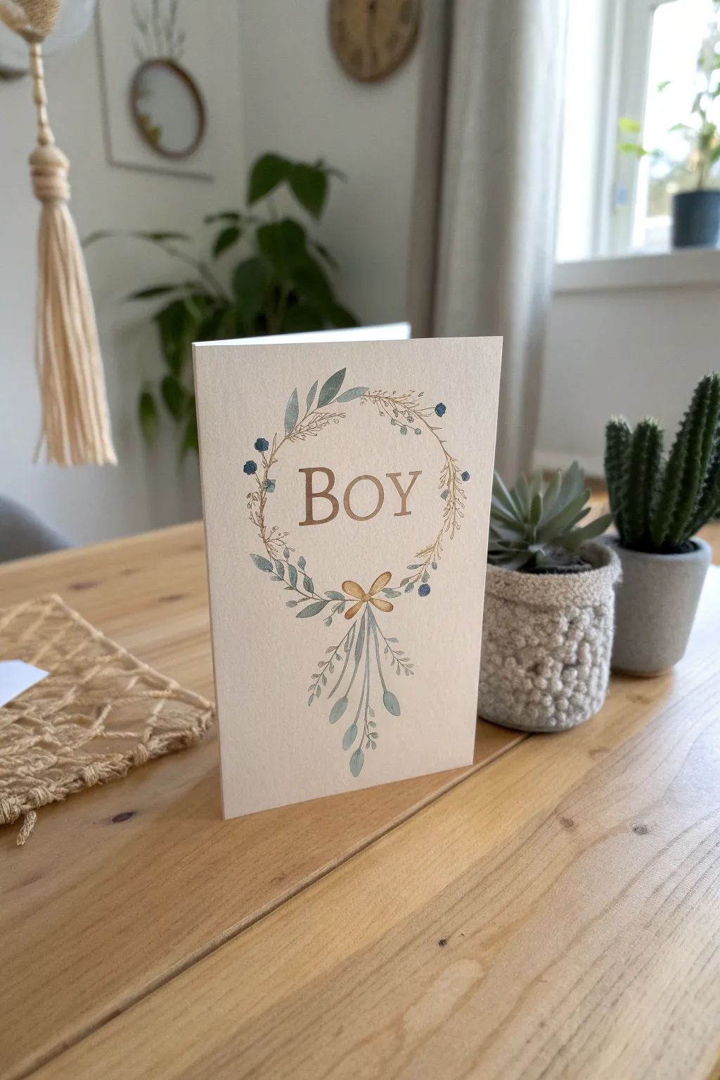 Craft a timeless keepsake with an elegant monogram for your little one. 🌿✨ #ScandiBoho #BabyBoyCard