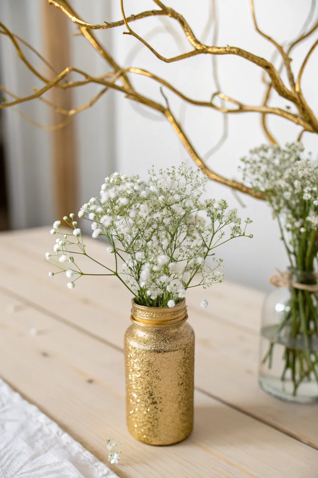 Elegant Gold and White Centerpiece: A Touch of Timeless Sophistication