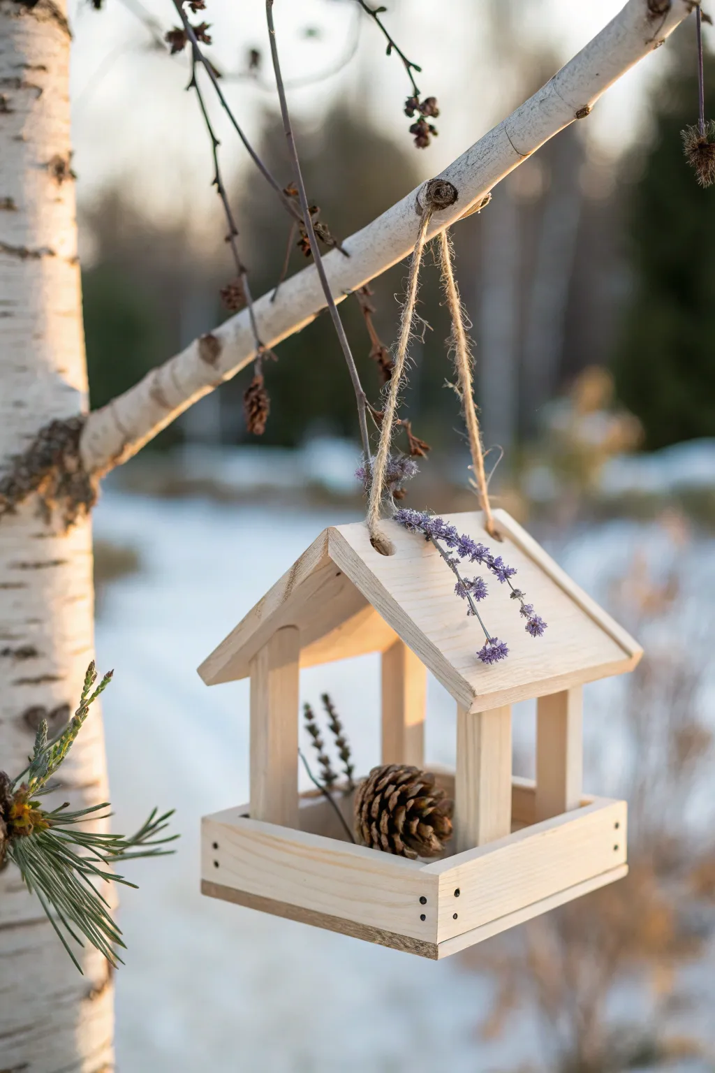 Bring nature closer with this beautifully handcrafted bird feeder, a perfect gift that combines simplicity and elegance for the festive season.