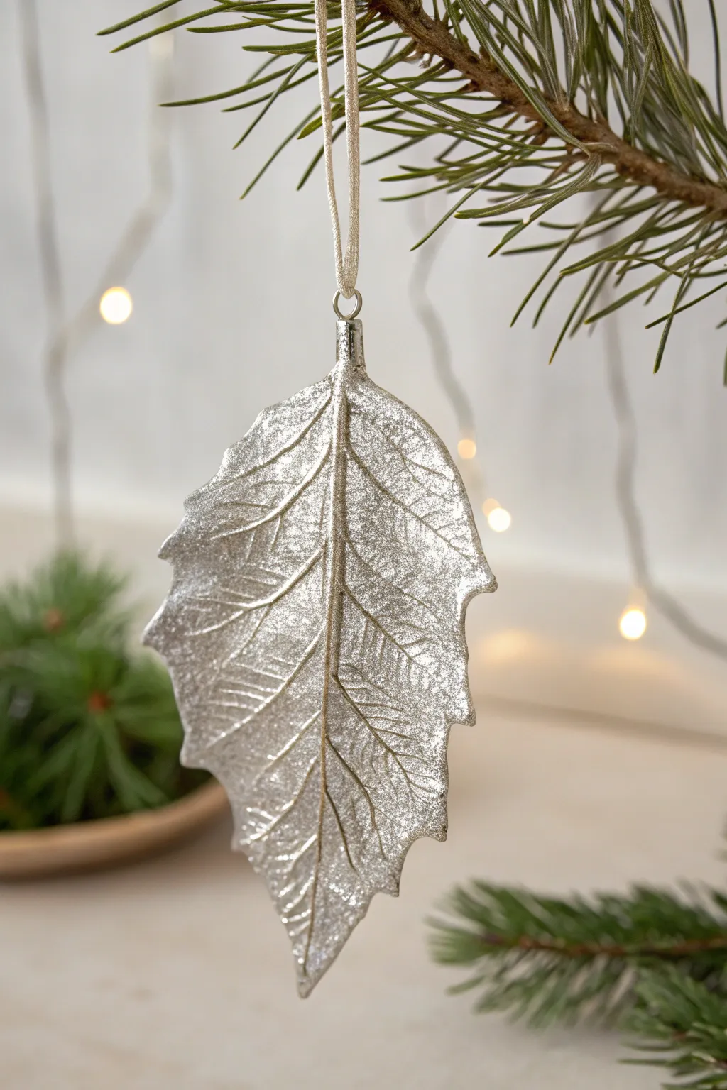 Transform used foil into elegant leaf ornaments for a sustainable, chic Christmas decor.