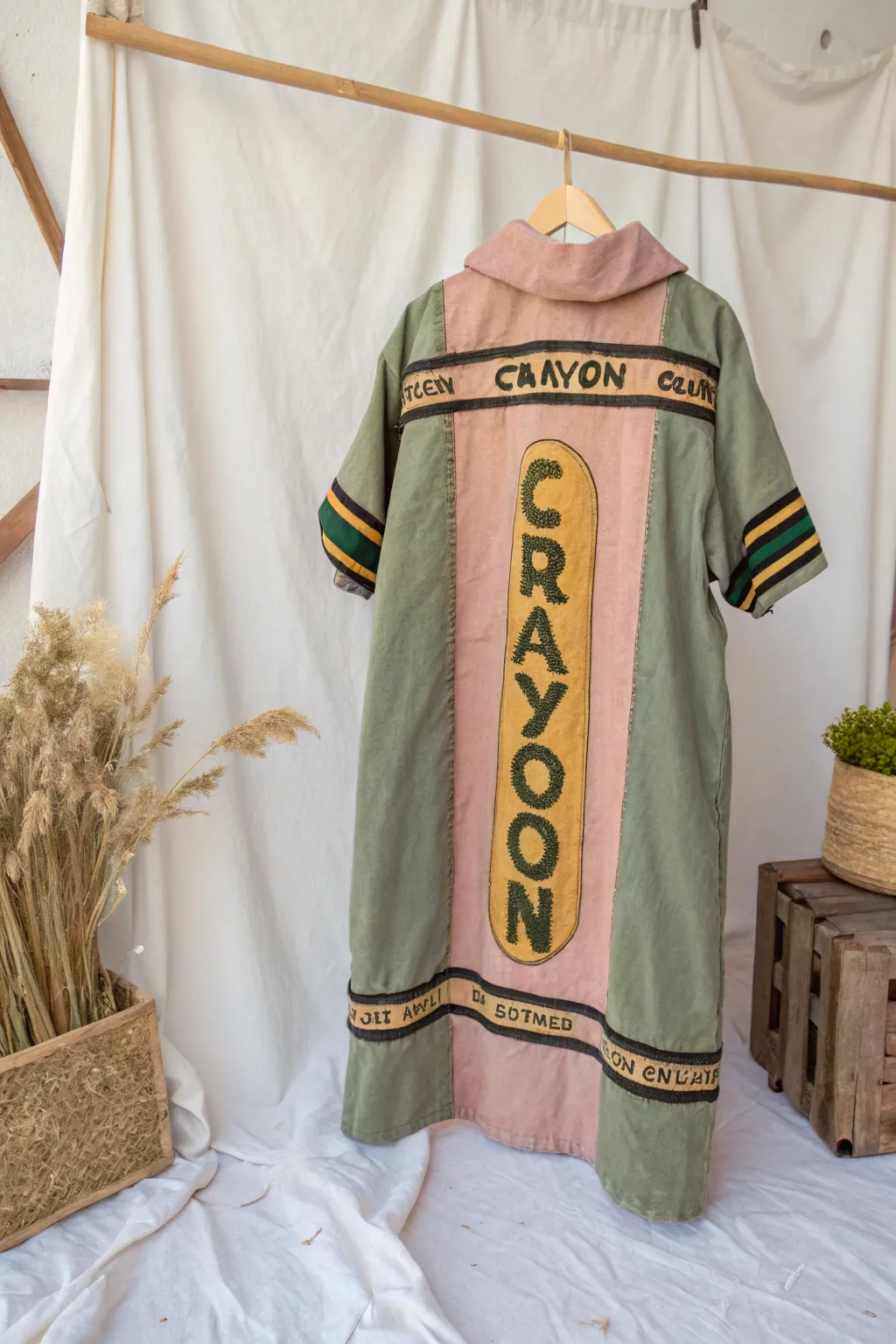 Embrace nostalgia with this vintage crayon costume—where simplicity meets timeless charm.